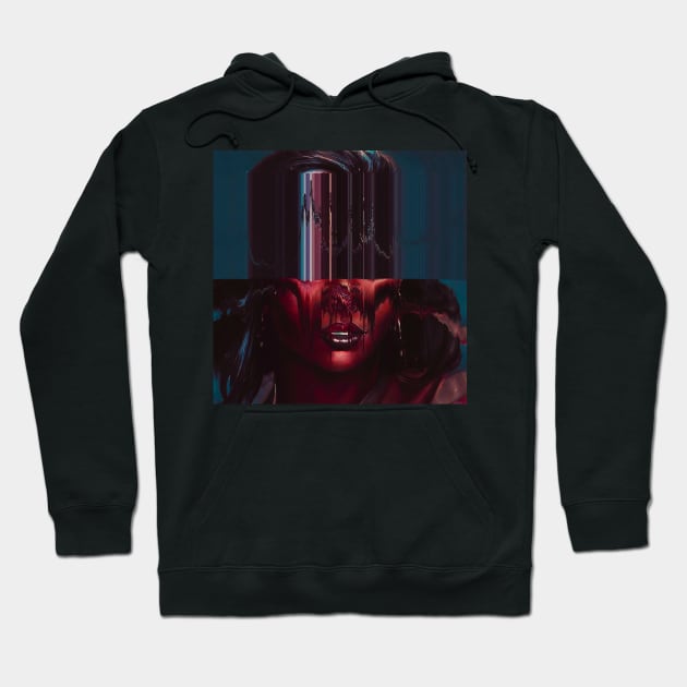 MELTING Weirdcore Glitch Art Portrait Hoodie by raspberry-tea